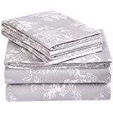 Pinzon 170 Gram Flannel Sheet Set – Queen, Floral Grey