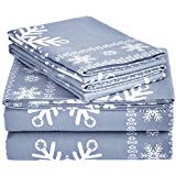 Pinzon Flannel Sheet Set – Queen, Snowflake Dusty Blue